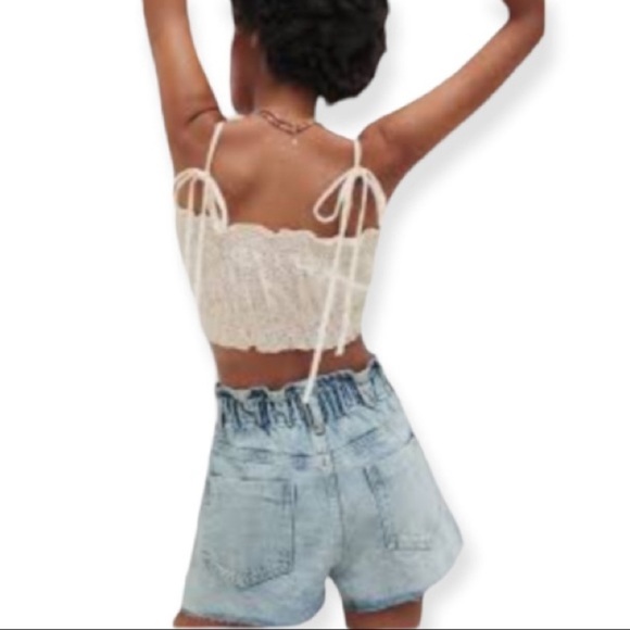 NWT Zara Paperbag denim Jean high waist shorts 00 - Picture 2 of 9